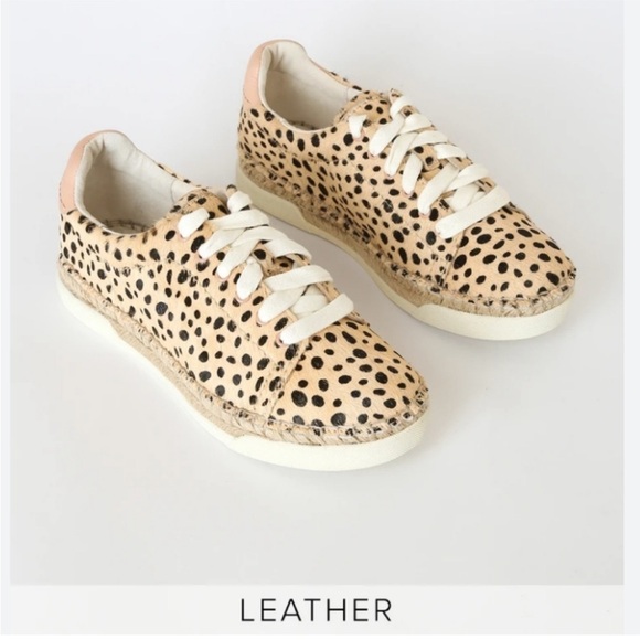 Leopard Animal Print Genuine Cow Hide Leather Dolce Vita Sneakers Espadrille 7.5 - Picture 4 of 10